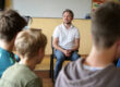 The HY worker Vit Pospisil discusses the pitfalls of the online world with the children.